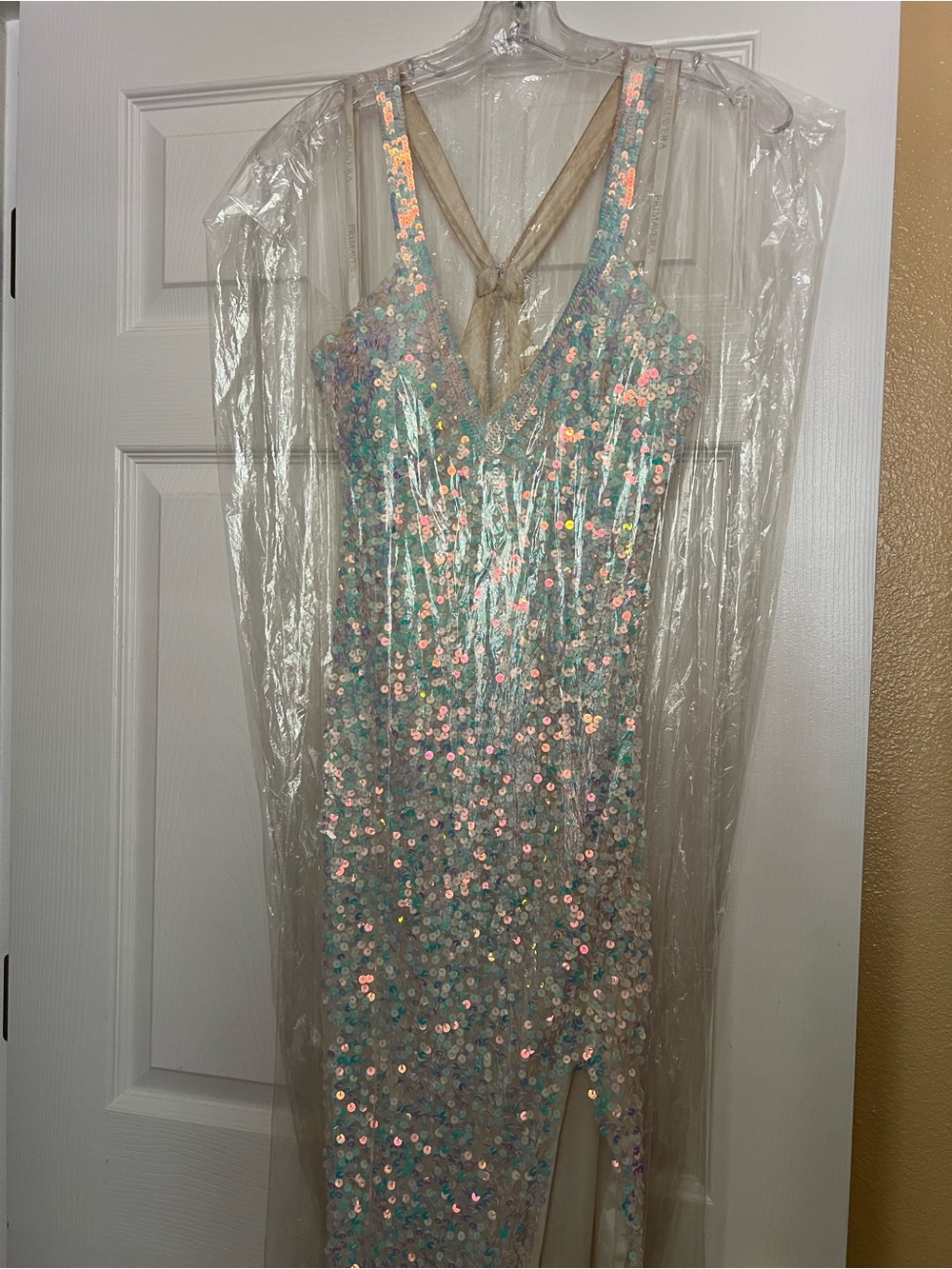Iridescent Sequin V-Neck Cocktail Dress